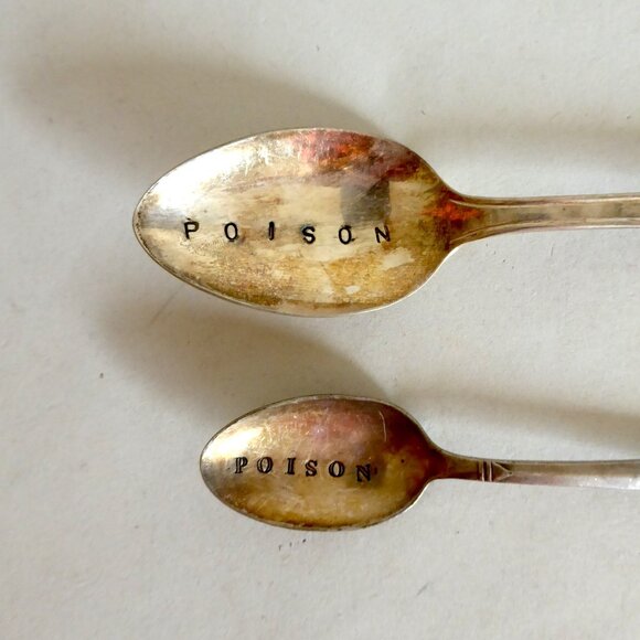 Lynbrook Other - VINTAGE POISON STAMPED SILVER SPOON SET UPCYLCED GOTHIC ODDITY